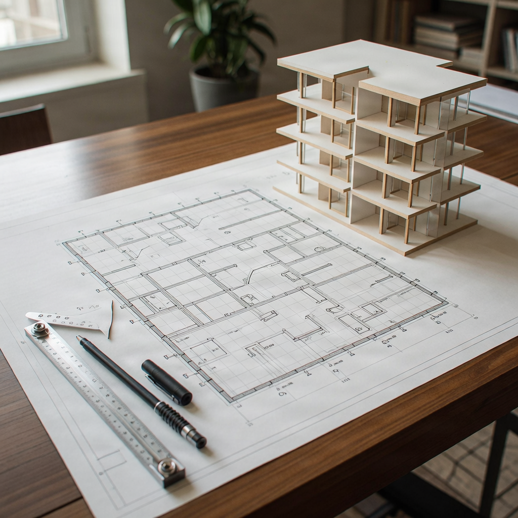 Architectural floor plan showing room layouts and circulation.